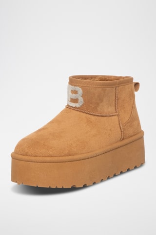 Botins forrados com plataforma - Camel - Laura Biagiotti