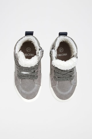 Gevoerde Hoge Splitleren Sneakers - Grijs - Obaïbi
