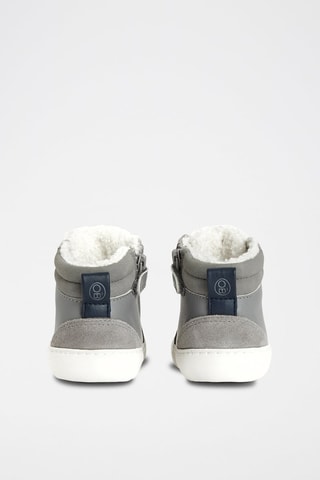 Gevoerde Hoge Splitleren Sneakers - Grijs - Obaïbi