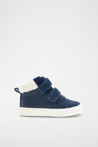 Hoge Splitleren Sneakers - Marineblauw - Obaïbi