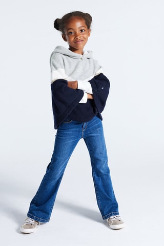 Poncho met Capuchon - Marineblauw en Gemêleerd Lichtgrijs - Okaïdi