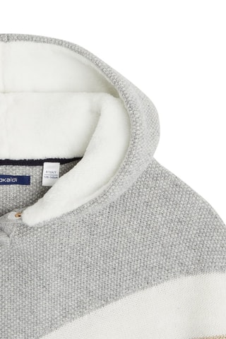 Poncho met Capuchon - Marineblauw en Gemêleerd Lichtgrijs - Okaïdi