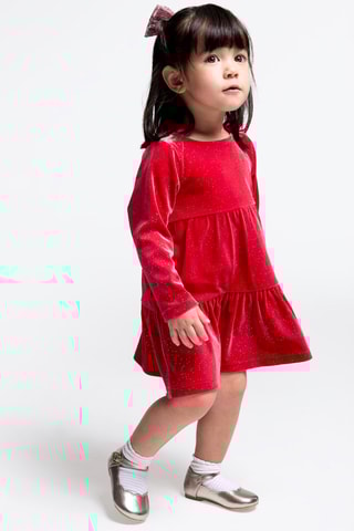 Velours Jurk - Rood - Obaïbi