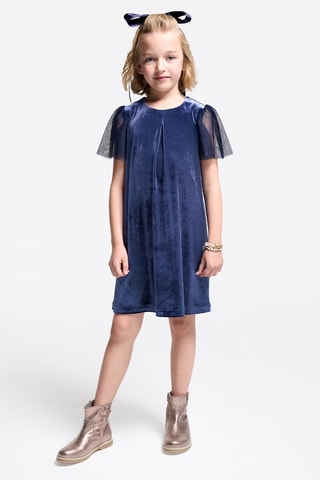 Velours Jurk - Marineblauw - Okaïdi