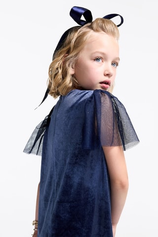 Velours Jurk - Marineblauw - Okaïdi