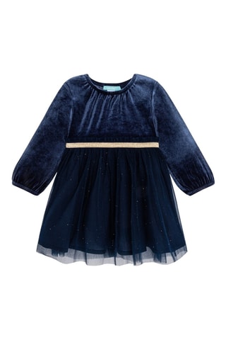 Jurk van 2 Materialen - Marineblauw - Obaïbi