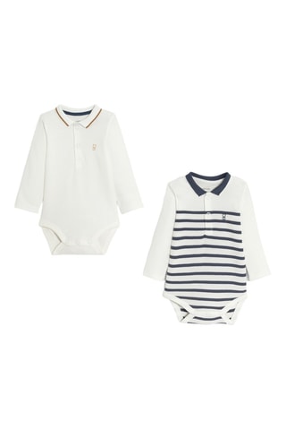 2 Rompertjes - Marineblauw en Wit - Obaïbi