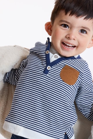 T-shirt met trompe-l’œil  - Marineblauw - Obaïbi