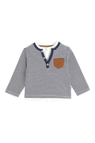T-shirt met trompe-l’œil  - Marineblauw - Obaïbi