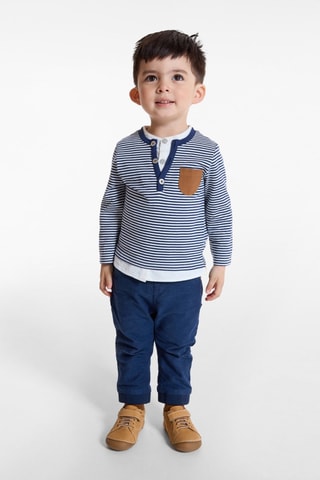 T-shirt met trompe-l’œil  - Marineblauw - Obaïbi