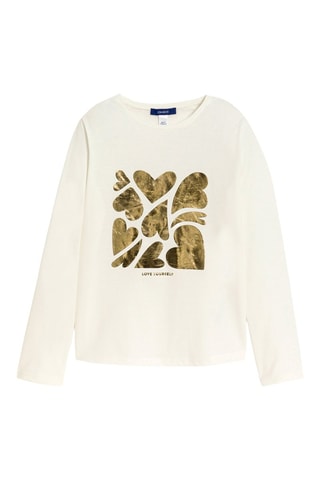 T-shirt - Ecru en Goudkleurig - Okaïdi