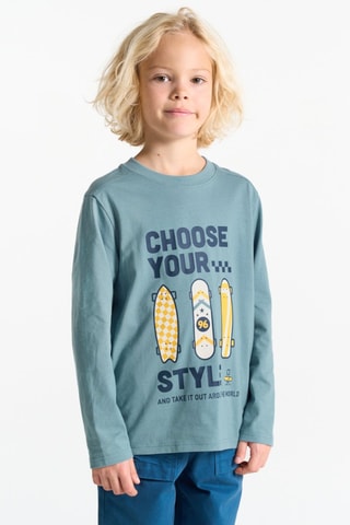 T-shirt - Blauw-grijs - Okaïdi
