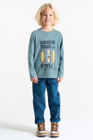 T-shirt - Blauw-grijs - Okaïdi