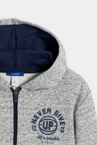 Sweater met Capuchon - Gemêleerd Lichtgrijs - Okaïdi