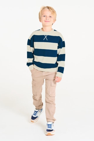Sweater - Petrolblauw en Wit - Okaïdi