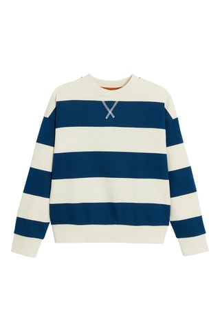 Sweater - Petrolblauw en Wit - Okaïdi