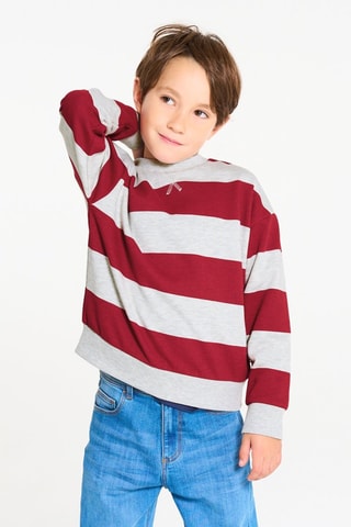 Sweater - Gemêleerd Lichtgrijs en Rood - Okaïdi