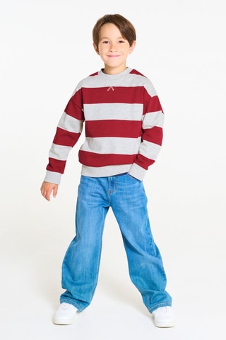 Sweater - Gemêleerd Lichtgrijs en Rood - Okaïdi