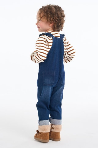 Denim Tuinbroek en T-shirt - Blauw en Bruin - Obaïbi