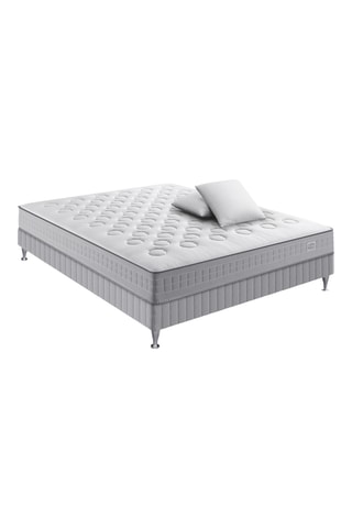 Ensemble matelas à ressorts ensachés, sommier Classique Initial et 2 oreillers - Epaisseur 23 cm - Ferme