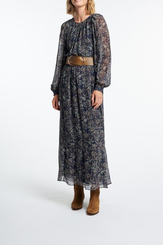 Vestido comprido Sylvia Azul-marinho
