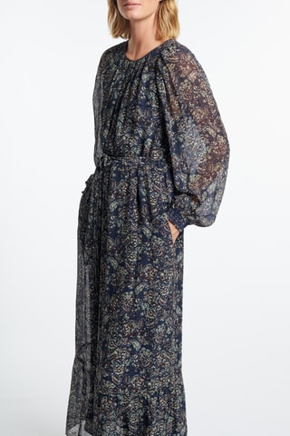 Vestido comprido Sylvia Azul-marinho