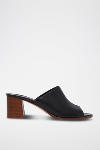 Mules de salto em couro - Preto