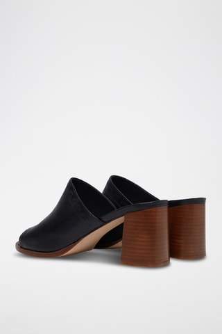 Mules de salto em couro - Preto