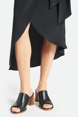 Mules de salto em couro - Preto