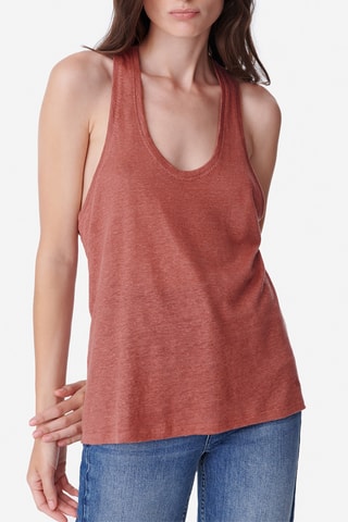 Camisola de alças em linho Thida - Rosa-velho mesclado