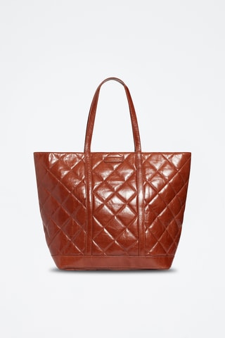 Mala shopper em couro - Castanho
