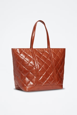 Mala shopper em couro - Castanho