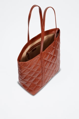 Mala shopper em couro - Castanho