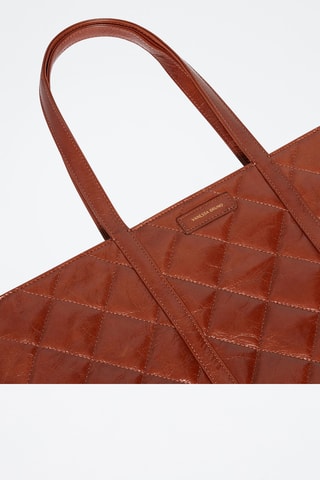 Mala shopper em couro - Castanho