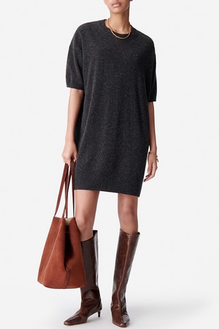 Vestido direito oversize em lã merino - Antracite