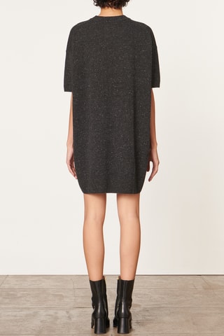 Vestido direito oversize em lã merino - Antracite
