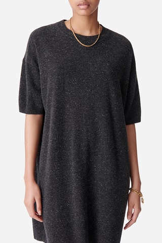 Vestido direito oversize em lã merino - Antracite
