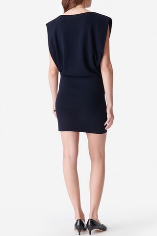 Vestido justo em lã merino - Azul-marinho