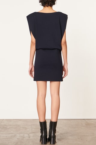 Vestido justo em lã merino - Azul-marinho