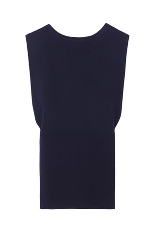 Vestido justo em lã merino - Azul-marinho