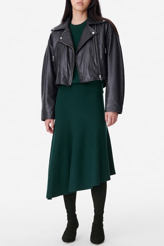 Casaco oversize de couro de cordeiro - Preto