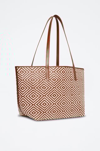 Mala shopper em raspa de couro - Castanho