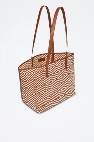 Mala shopper em raspa de couro - Castanho