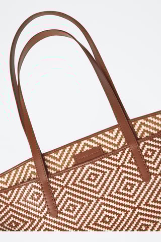 Mala shopper em raspa de couro - Castanho