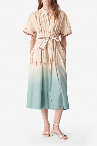 Vestido-camisa dip and dye - Bege