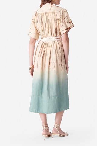 Vestido-camisa dip and dye - Bege