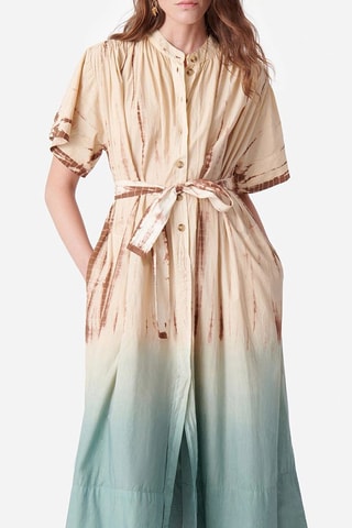 Vestido-camisa dip and dye - Bege