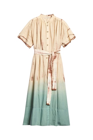 Vestido-camisa dip and dye - Bege