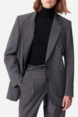 Blazer oversize em lã virgem - Cinzento