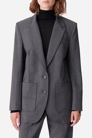 Blazer oversize em lã virgem - Cinzento